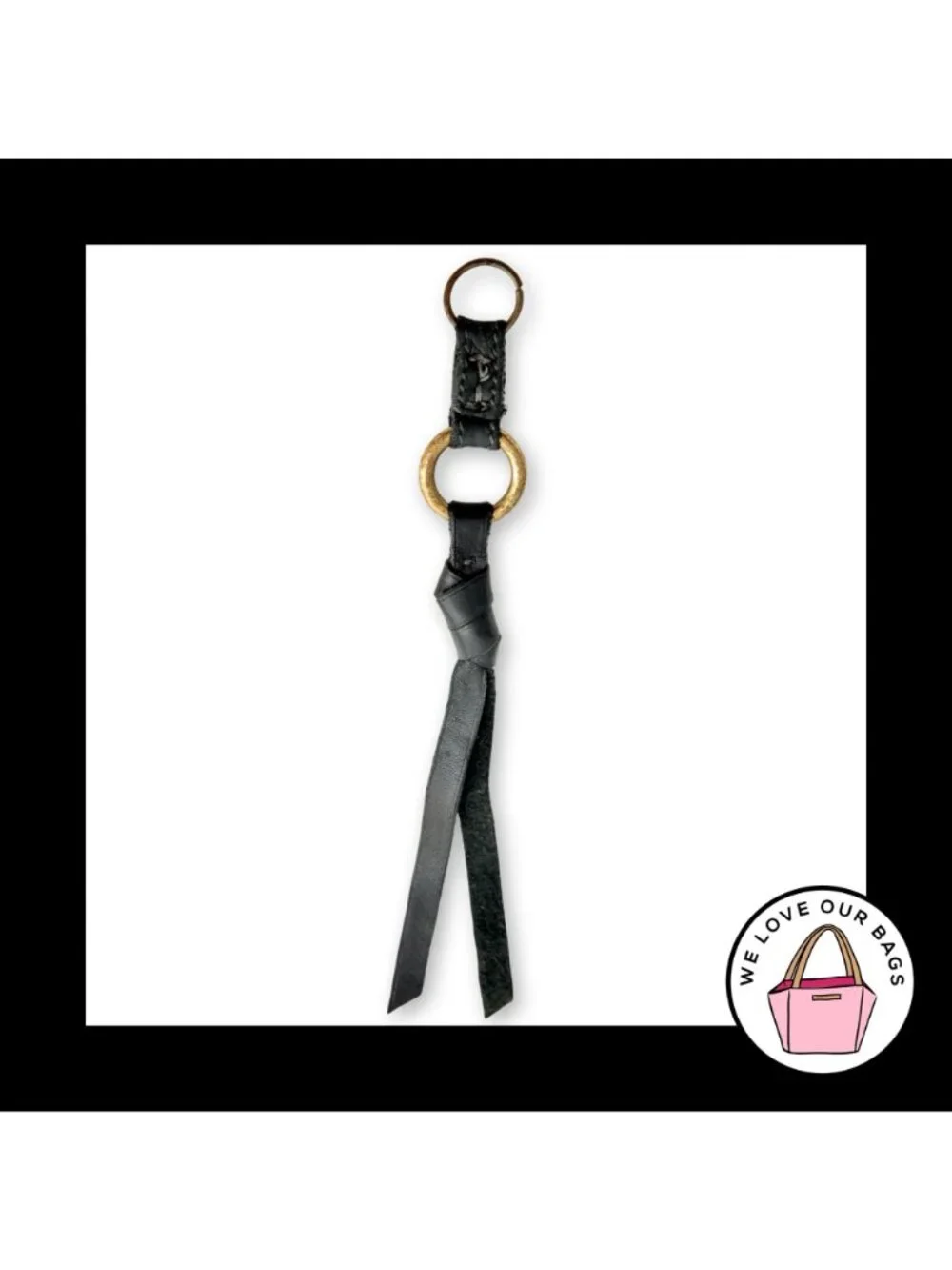 COACH ZIPPER PULL Black Tassel Leather Replacement Bag Purse Hang Tag Charm Fob